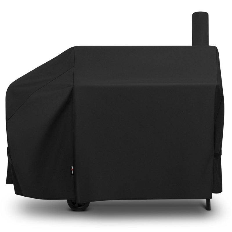 Unicook Offset Smoker Cover 60 Inch, Outdoor Heavy Duty Waterproof Charcoal BBQ Grill Cover, Fade Resistant, Compatible for Brinkmann, Char-Broil, Royal Gourmet and More, Black - Image 1